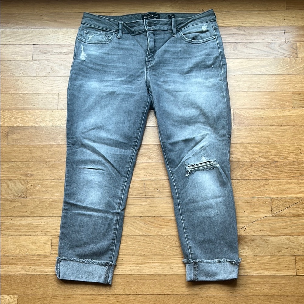 Women's Distressed Gray Jeans